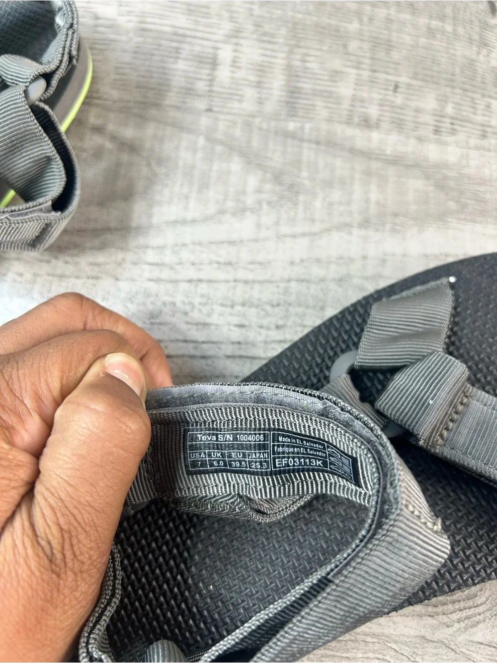Teva Original Universal Grey Sport Sandals with Neon Green Accent Size 7 Women’s